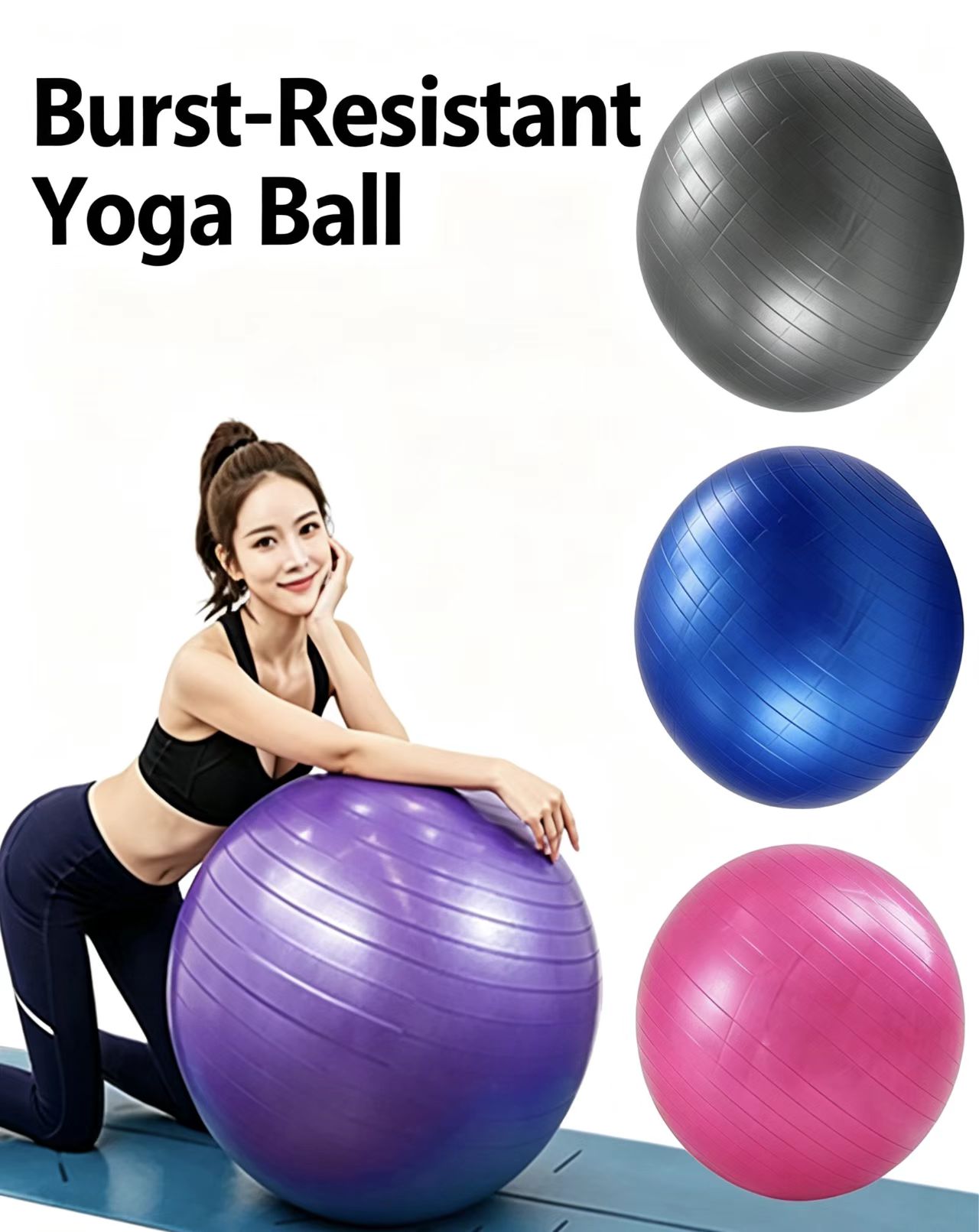 Pilates Yoga Pregnancy - ลูกบอลโยคะ/พิลาทิส PVC หนาพิเศษ สำหรับรองรับการตั้งครรภ์ ช่วยในการคลอด ออกกำลังกายเพื่อสุขภาพ