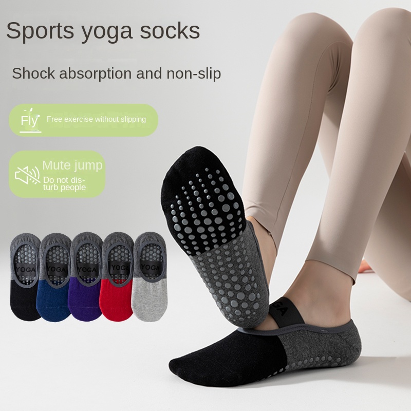Pilates & Yoga Studio Alineacion - ถุงเท้าโยคะมืออาชีพข้ามพรมแดน 5 คู่, ถุงเท้าฝ้ายแบบมีสายรัดซิลิโคนกันลื่นสำหรับพิลาทิส ฟิตเนส และเต้นรำ