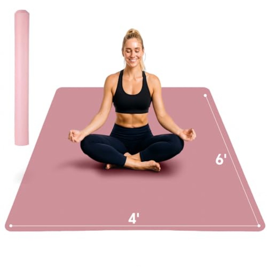 Pilates Yoga Mat Thickness - เสื่อโยคะขนาดใหญ่พิเศษสำหรับออกกำลังกายที่บ้าน พิลาทิส ยืดกล้ามเนื้อ: 6'x4', หนา 1/3