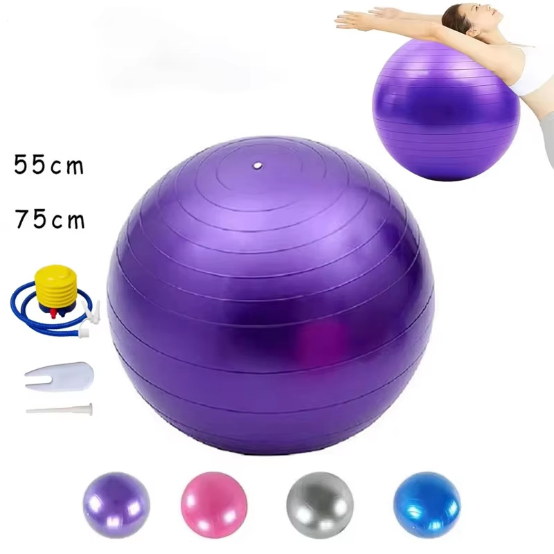 Pilates Yoga Pregnancy - ลูกบอลโยคะอเนกประสงค์ ขนาด 55-75 ซม. พร้อมชุดปั๊มลมสำหรับออกกำลังกาย ฟิตเนส