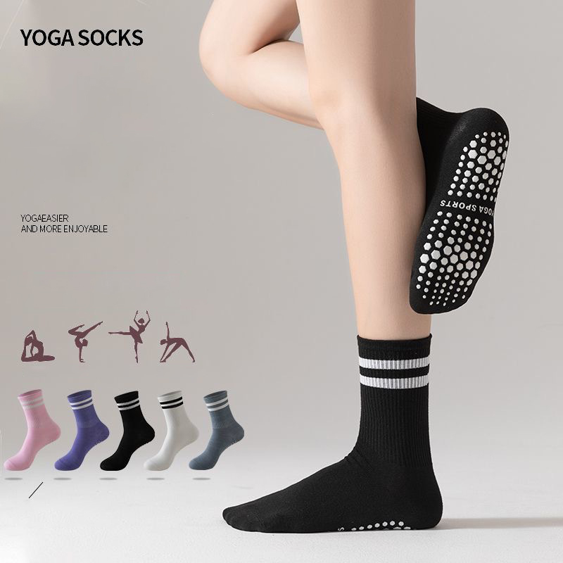 Pilates & Yoga Studio Alineacion - ดรีมไลค์ลิน 1 คู่ถุงเท้าโยคะสำหรับผู้หญิงแบบกลางน่อง ถุงเท้ากันลื่น ระบายอากาศได้ดี และซับเหงื่อ