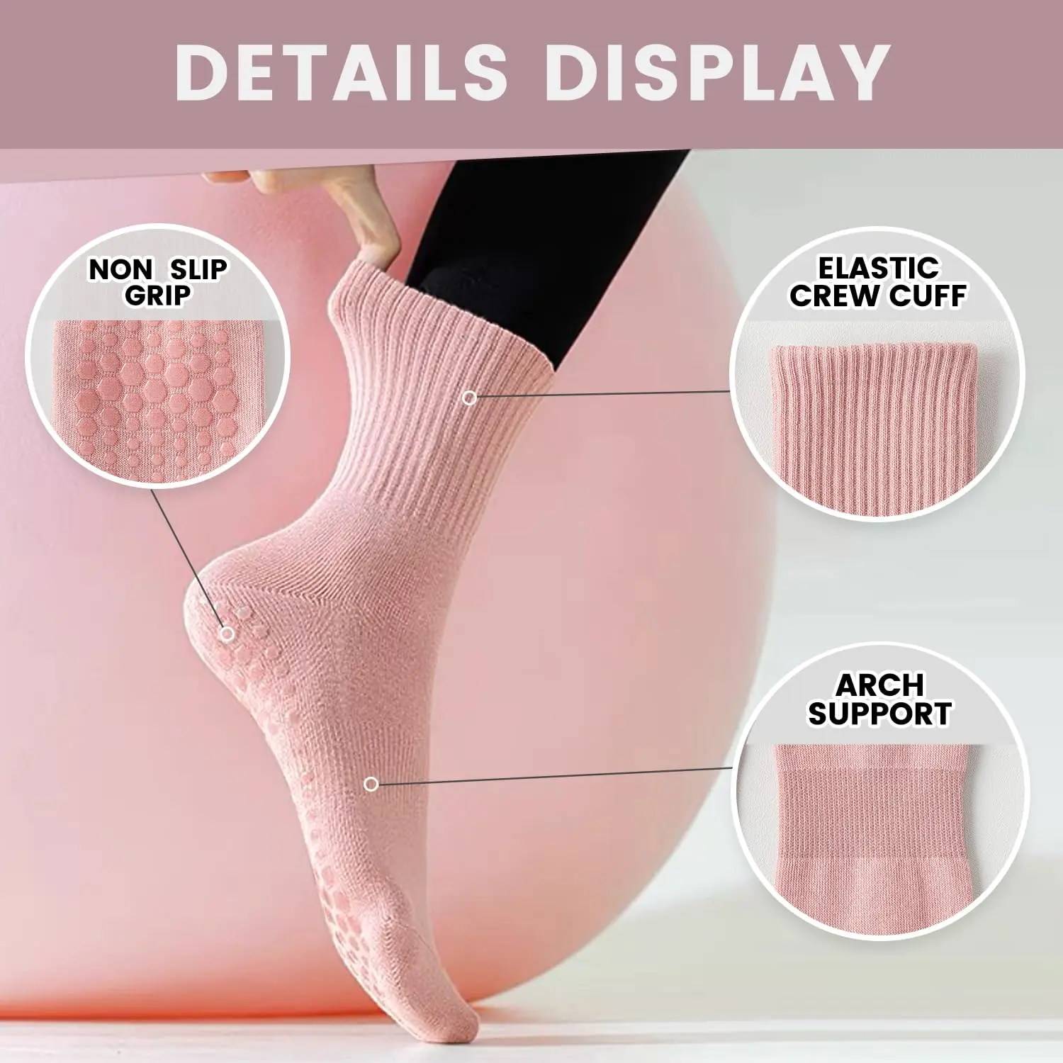 ถุงเท้าโยคะสำหรับผู้หญิง 4 คู่ - Pilates & Yoga Studio Alineacion บทวิจารณ์และราคา